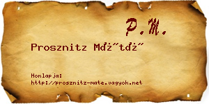 Prosznitz Máté névjegykártya